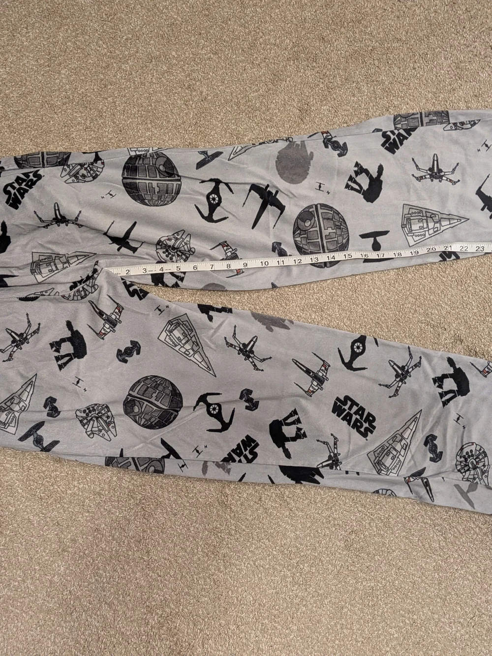 Adult Star Wars Gray & Black Pajama Fleece Bottoms Size Small